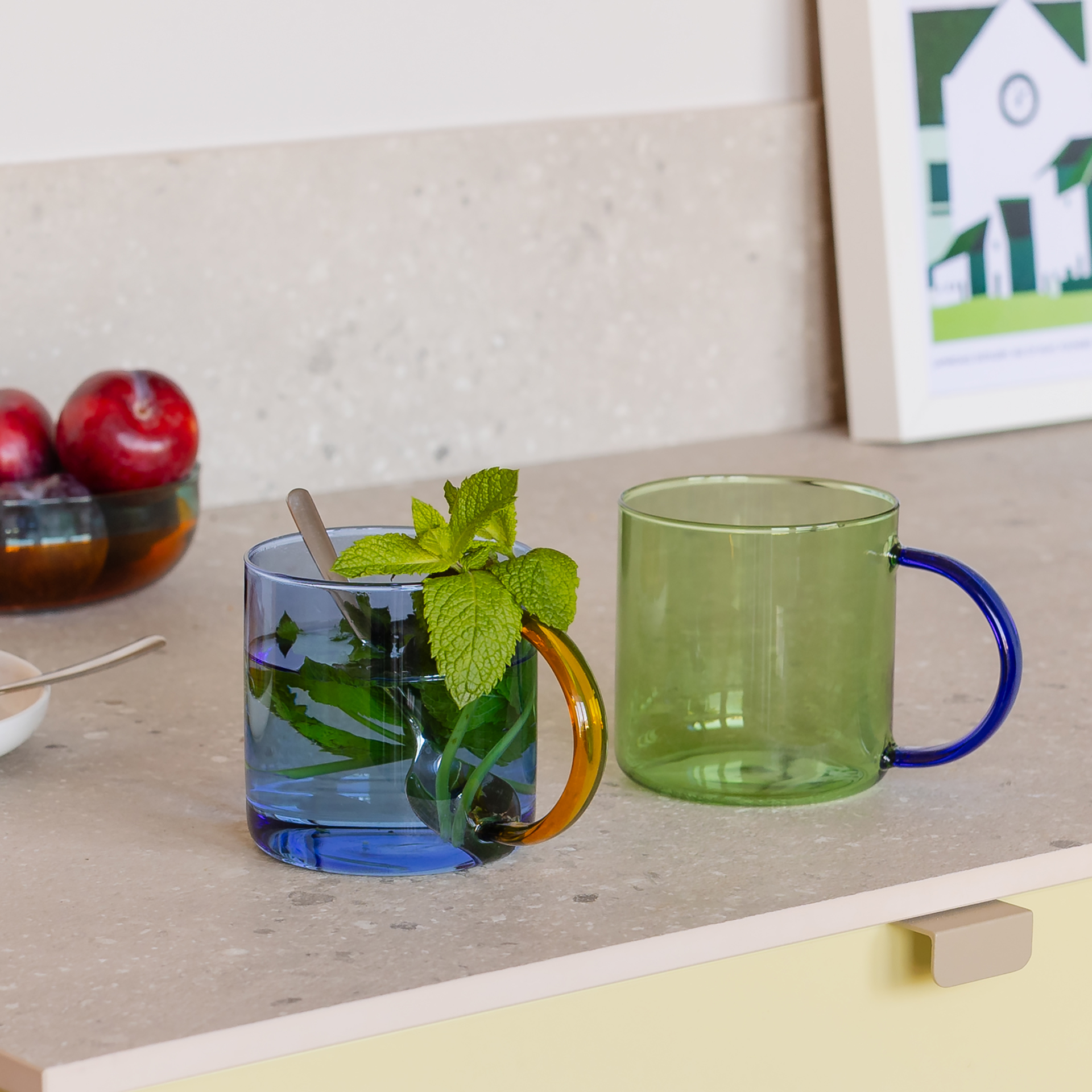 Glasbecher 'Fred' green-blue, 2er-Set