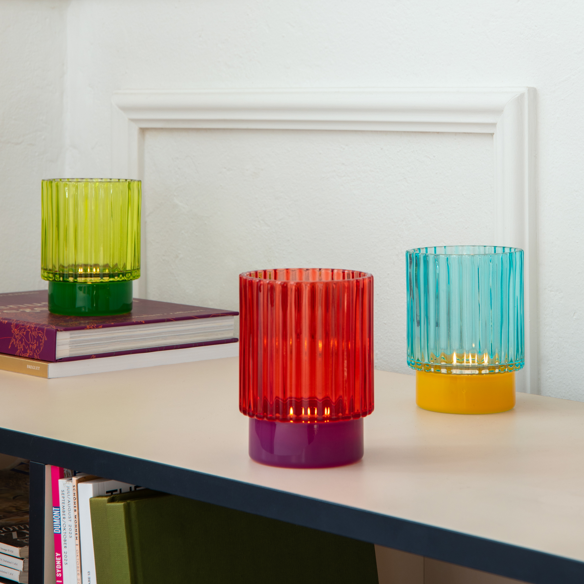 Teelichtglas Lumi red